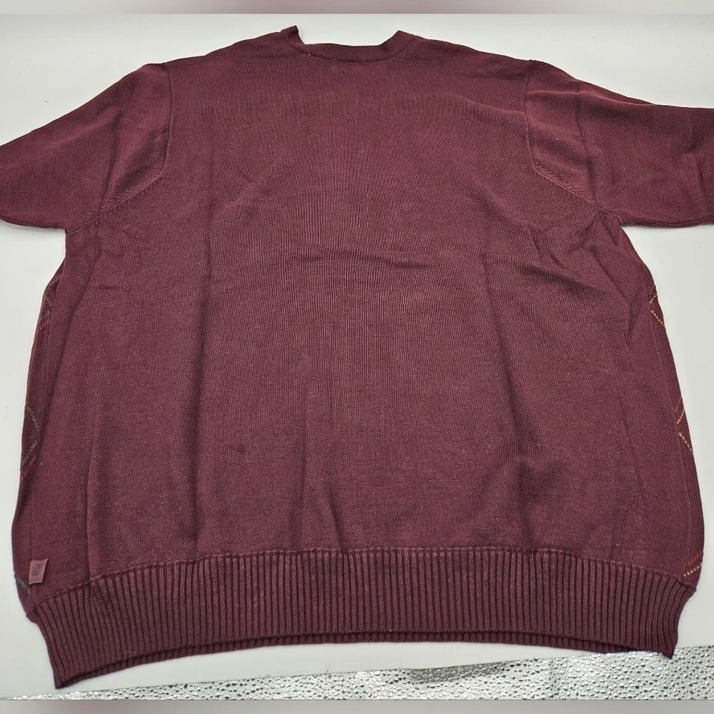 NWT IZOD Burgundy Pullover 100% Cotton Sweater Mens Sz XXL DIAMOND PATTERN